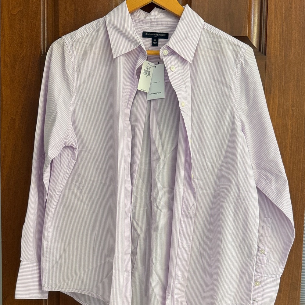 BananaPurple Light Purple Striped Button-Up Shirt